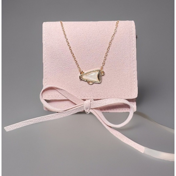 Cheer Megaphone Pink Mother Of Pearl Necklace Gold Chain 17-19" Kendra‎ - Picture 1 of 4